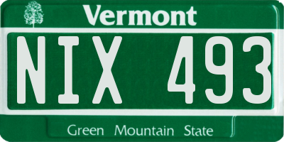 VT license plate NIX493