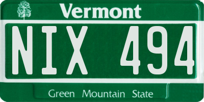 VT license plate NIX494