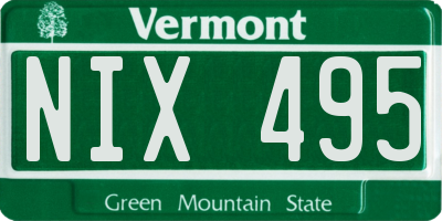 VT license plate NIX495