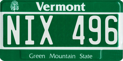 VT license plate NIX496