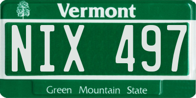 VT license plate NIX497
