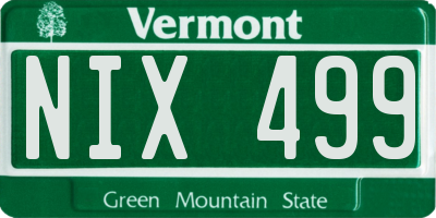 VT license plate NIX499
