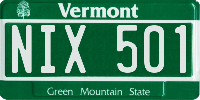VT license plate NIX501