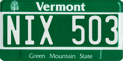 VT license plate NIX503