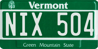 VT license plate NIX504