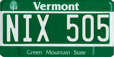 VT license plate NIX505