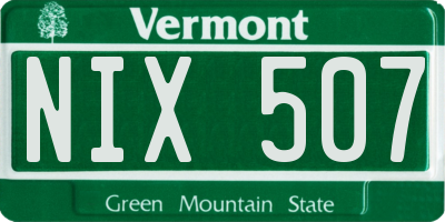 VT license plate NIX507
