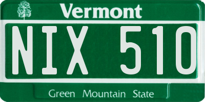 VT license plate NIX510
