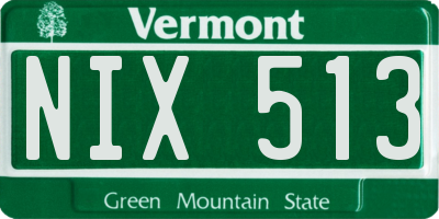 VT license plate NIX513