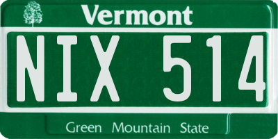 VT license plate NIX514
