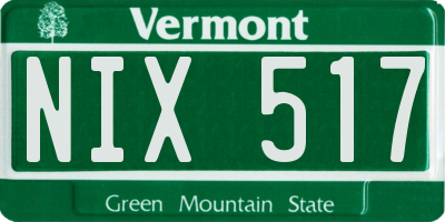 VT license plate NIX517