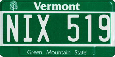 VT license plate NIX519