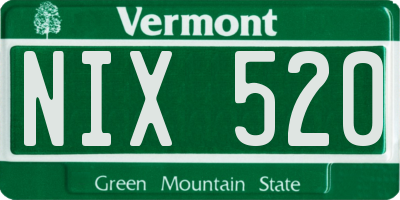 VT license plate NIX520
