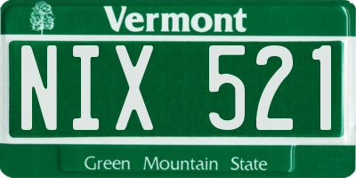 VT license plate NIX521