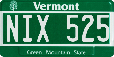 VT license plate NIX525