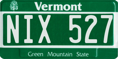VT license plate NIX527
