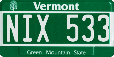 VT license plate NIX533