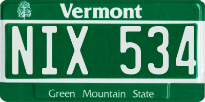 VT license plate NIX534