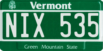 VT license plate NIX535