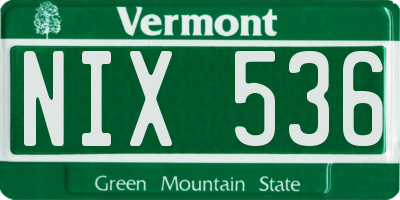 VT license plate NIX536