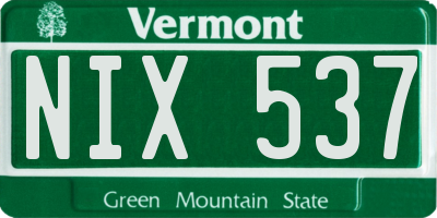 VT license plate NIX537