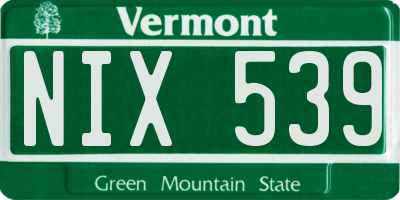 VT license plate NIX539
