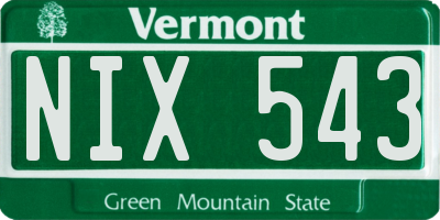 VT license plate NIX543