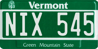 VT license plate NIX545
