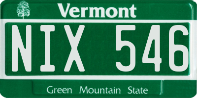 VT license plate NIX546