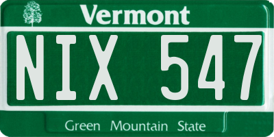VT license plate NIX547