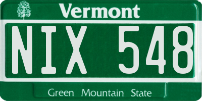 VT license plate NIX548