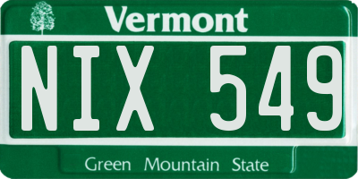 VT license plate NIX549