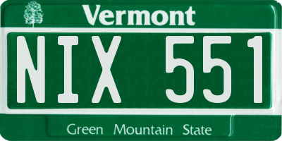 VT license plate NIX551