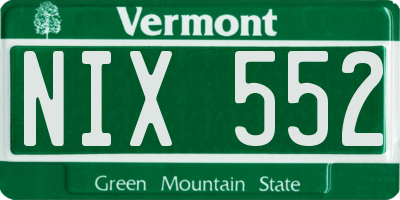 VT license plate NIX552