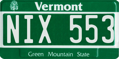 VT license plate NIX553