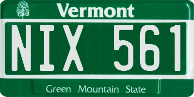 VT license plate NIX561