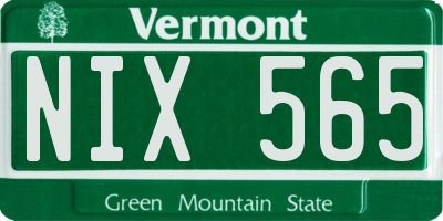VT license plate NIX565