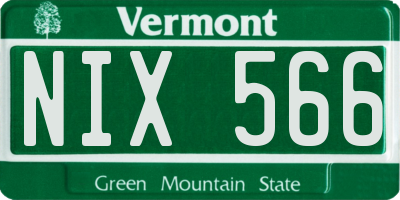 VT license plate NIX566