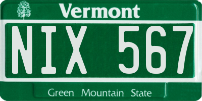 VT license plate NIX567