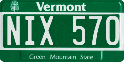 VT license plate NIX570