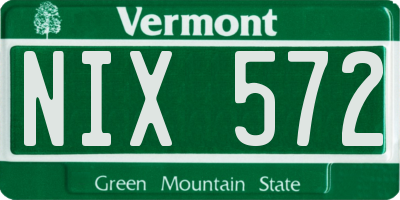 VT license plate NIX572