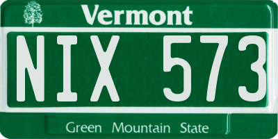 VT license plate NIX573