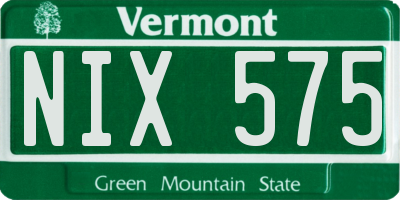 VT license plate NIX575