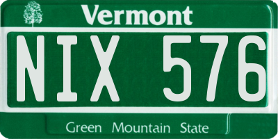 VT license plate NIX576