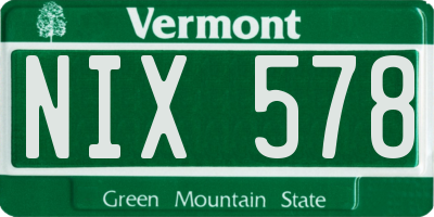 VT license plate NIX578