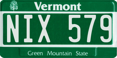 VT license plate NIX579