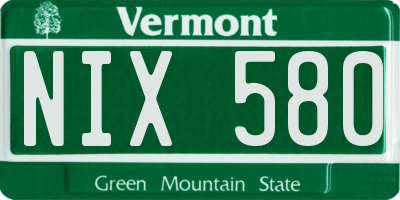 VT license plate NIX580