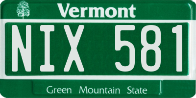 VT license plate NIX581