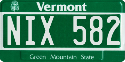 VT license plate NIX582