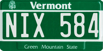 VT license plate NIX584